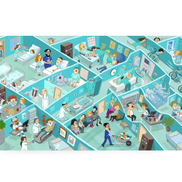 Fotoplátno 3:2 s potiskem Co se děje v nemocnici