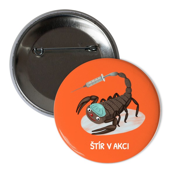 Odznáček  s potiskem Štír v akci