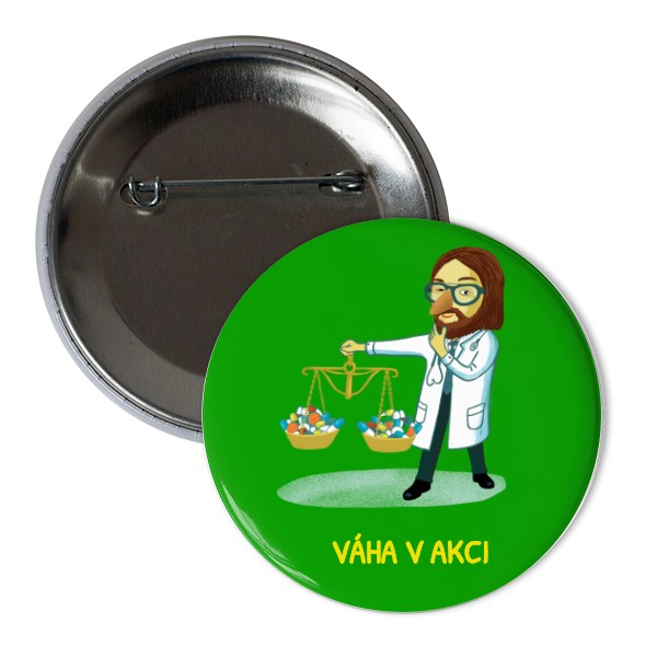 Odznáček  s potiskem Váha v akci