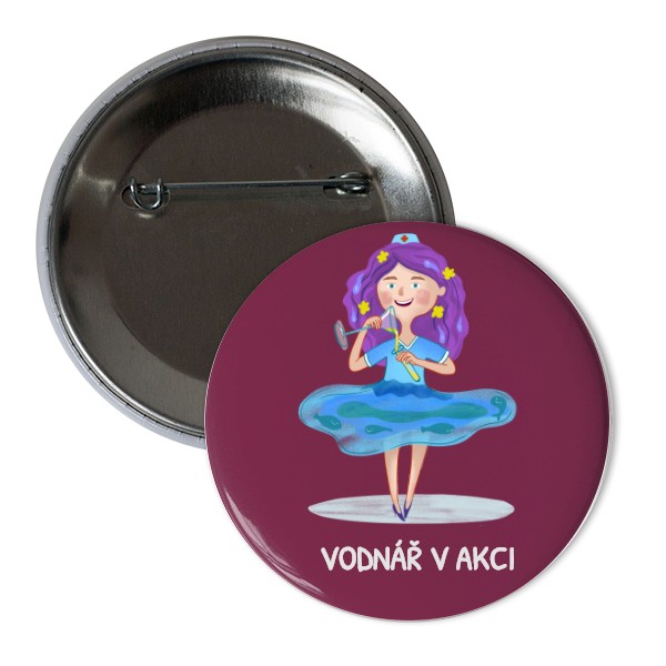 Odznáček  s potiskem Vodnář v akci